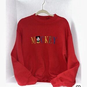 Disney Red Mickey Mouse Women's Crew Neck Sweater